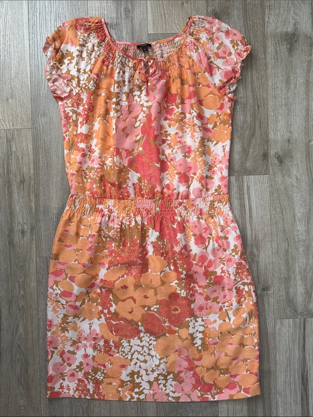 Talbots Women's Floral Pocket 100% Silk Dress in Pink & Orange Size SP